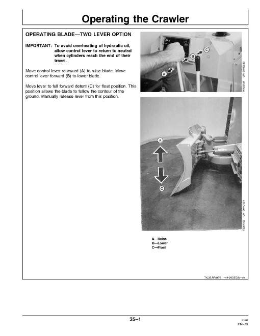 John Deere 450G, 550G and 650G Crawler Dozers Operators Manual (OMT163974)