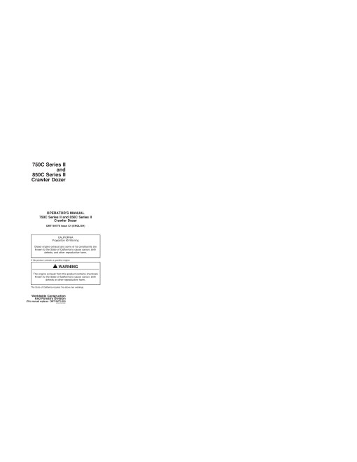 John Deere Series II 750C and 850C Crawler Dozers Operators Manual (OMT184778)