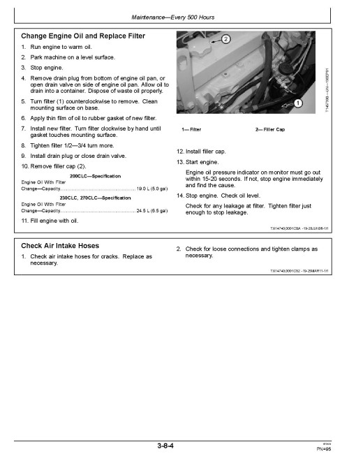 John Deere 200CLC, 230CLC and 270CLC Crawler Excavators Operators Manual (OMT187348)