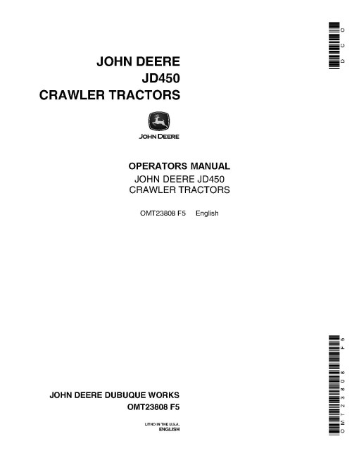 John Deere 450 (JD450) Crawler Tractors Operators Manual (OMT23808)