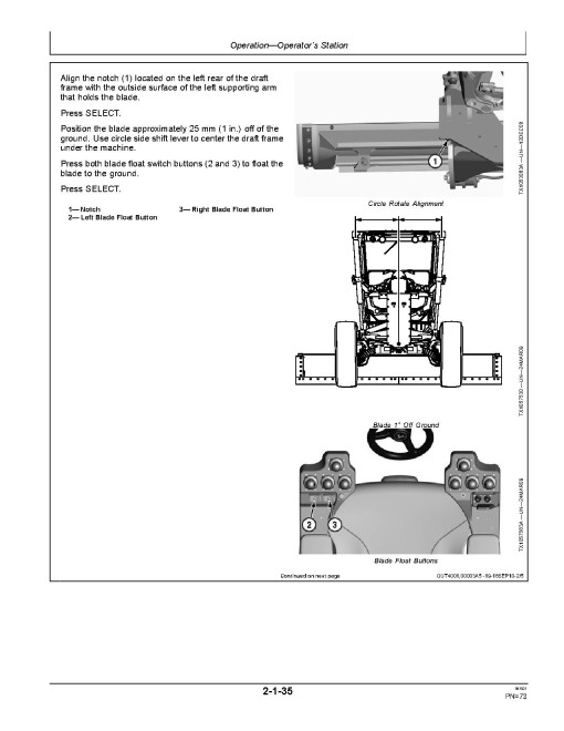 John Deere 870G, 870GP, 872G, 872GP Motor Graders w.6090HDW01, 6090HDW04 engine (SN: up to 634753) Operators Manual (OMT251546)