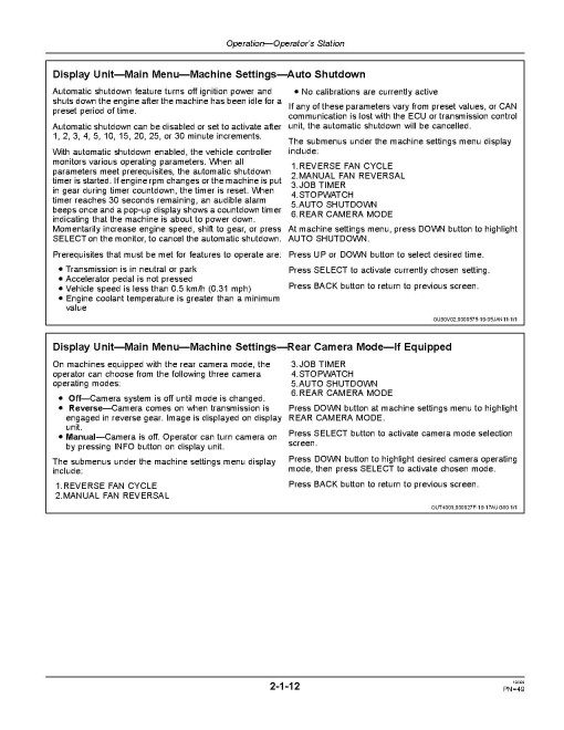John Deere 670G, 670GP, 672G, 672GP Motor Graders w.6090HDW01, 6068HDW75 engines, (SN.from 634754) Operators Manual (OMT278206)