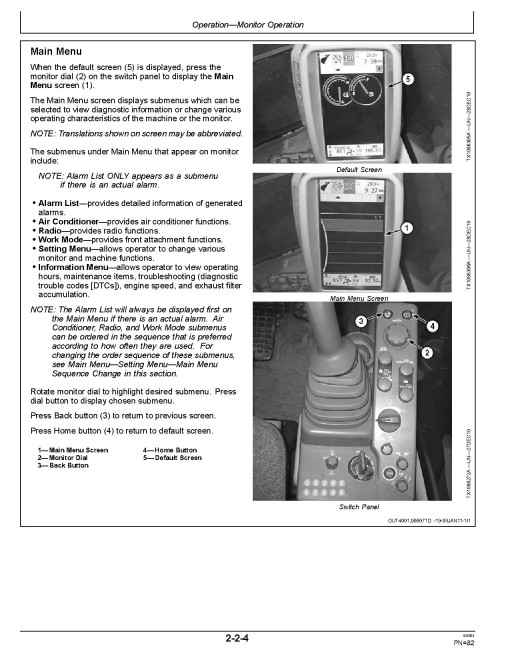 John Deere 250GLC (SN:608001-,D608001-,E608001-); 290GLC (SN:C705001-,D705001-,E705001-) Crawler Excavators Operators Manual (OMT289049)