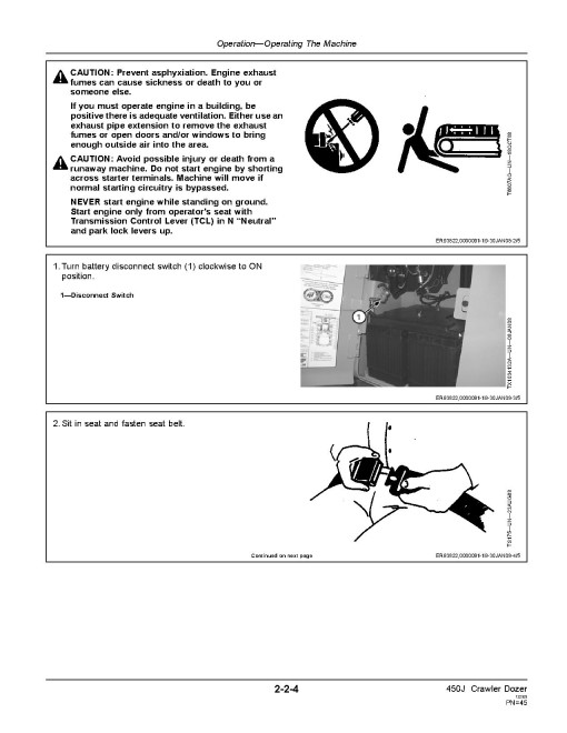 John Deere 450J Crawler Dozers (SN: from 216243) Operators Manual (OMT302214)