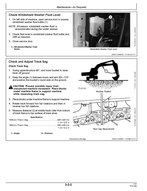 John Deere 160GLC (SN: from E055001) and 180GLC (SN: from E020001) Crawler Excavators Operators Manual (OMT306200)