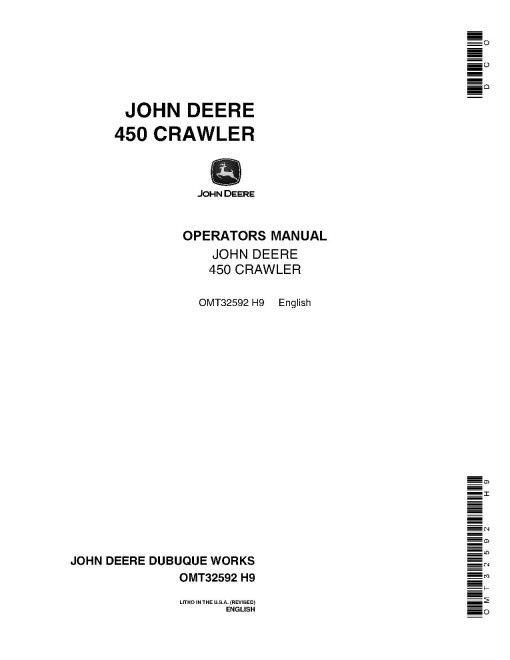 John Deere 450 (JD450) Crawler Loaders Operators Manual (OMT32592)
