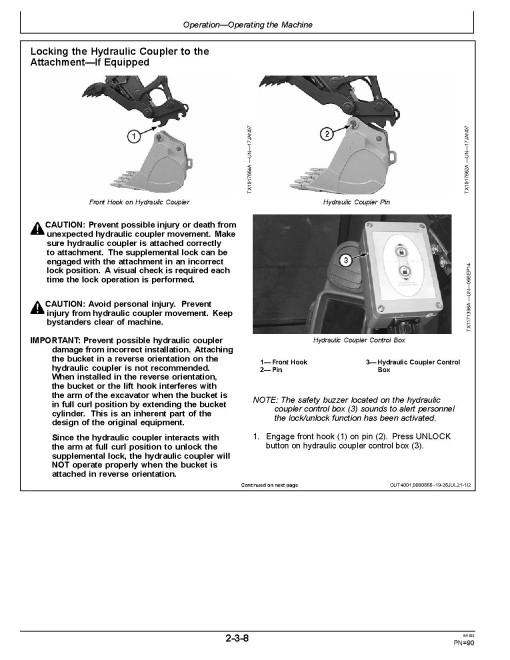 John Deere 85G Crawler Excavators, FT4 (PIN: from 1FF085GX_ _J017001) Operators Manual (OMT337610)