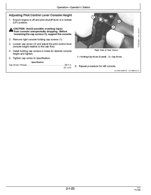 John Deere 250GLC Crawler Excavators (SN: from F608713) Operators Manual (OMT351369X19)