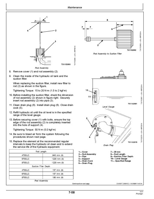 John Deere 470GLC, 670GLC and 870GLC Crawler Excavators (SN. from C047001) Operators Manual (OMT352329)