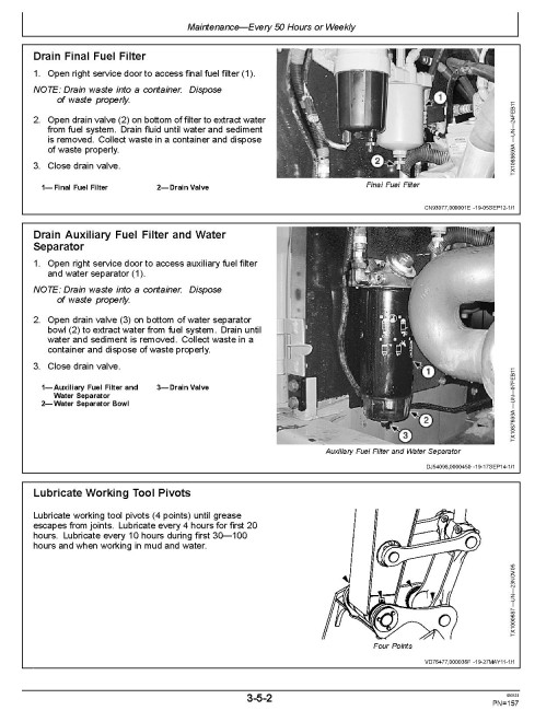 John Deere 350GLC Crawler Excavators (SN. from C808001, D808001), PIN prefix 1F9, Operators Manual (OMT352707X019)