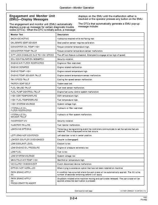 John Deere 310K (PIN from 1BZ310KX_ _C000001) Backhoe Loaders Operators Manual (OMT353392X19)