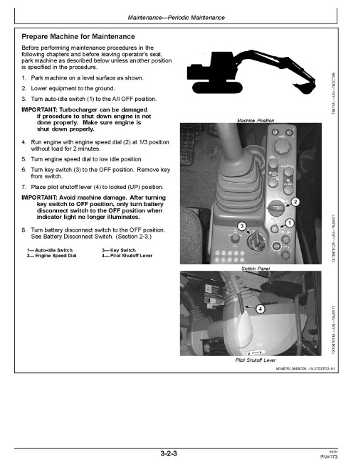 John Deere 160GLC (SN: from F055671) and 180GLC (SN: from  F020331) Crawler Excavators Operators Manual (OMT364032X19)