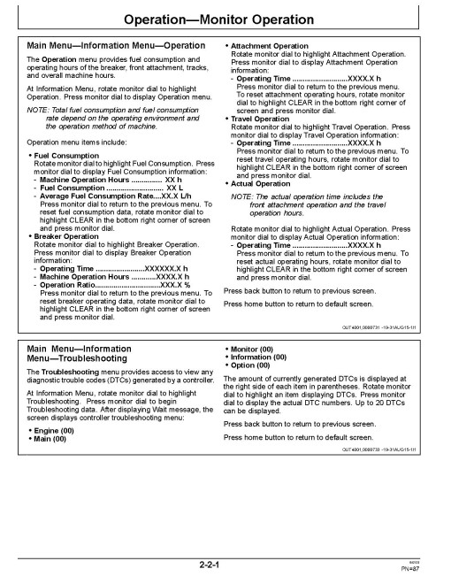 John Deere 160GLC (SN: from F055671) and 180GLC (SN: from  F020331) Crawler Excavators Operators Manual (OMT364032X19)