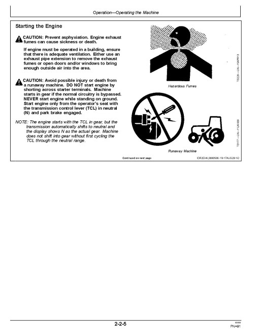 John Deere 310SL HL (PIN from 1T0310HL_ _F390996), 410L (PIN from 1T0410LX_ _F390996) Backhoe Loaders Operators Manual (OMT426488X19)