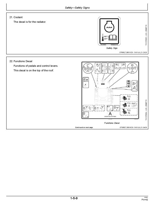 John Deere E36ZS Compact Excavators (PIN: from WNCE036A_ _D016000) Operators Manual (OMT434731X019)