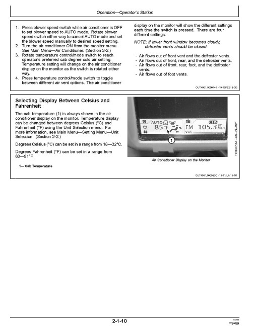 John Deere 250GLC Crawler Excavators (SN. from C611620), PIN prefix 1FF, Operators Manual (OMT457226X019)