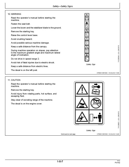 John Deere E18ZS Compact Excavators (PIN: from WNPE018A_ _D016083) Operators Manual (OMT474367X19)