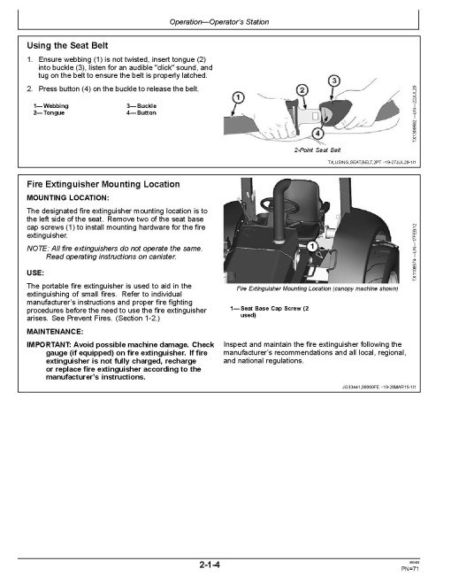 John Deere 210 G-Tier Tractor Loaders (PIN: from 1T0210GA_ _GX02263) Operators Manual (OMT475827X019)