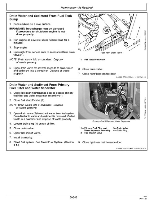 John Deere 75 P (PIN: from 1FF075PA_ _J_00001) and 85 P (PIN: from 1FF085PA_ _J_00001) Crawler Excavators Operators Manual (OMT487655X019)
