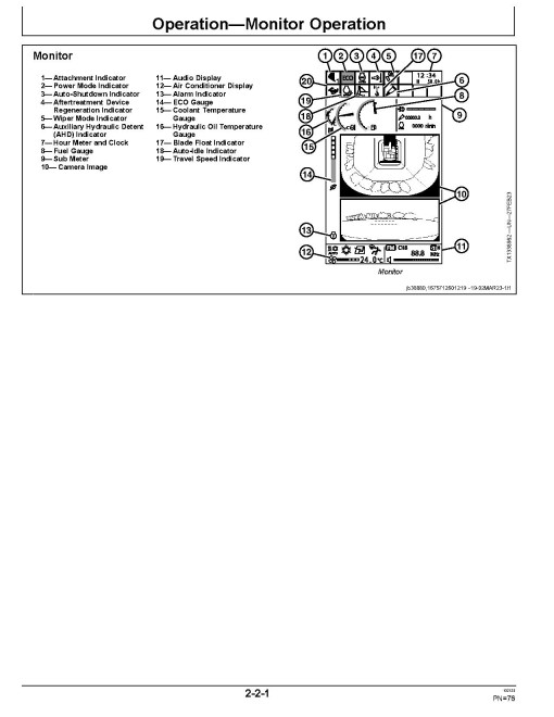 John Deere 75 P (PIN: from 1FF075PA_ _J_00001) and 85 P (PIN: from 1FF085PA_ _J_00001) Crawler Excavators Operators Manual (OMT487655X019)