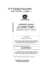 John Deere 17P Compact Excavators (PIN: from 1FF017P A_ _K _00001) Operators Manual (OMT489504X019)