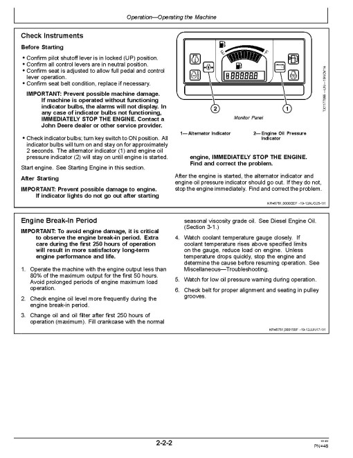 John Deere 17P Compact Excavators (PIN: from 1FF017P A_ _K _00001) Operators Manual (OMT489504X019)