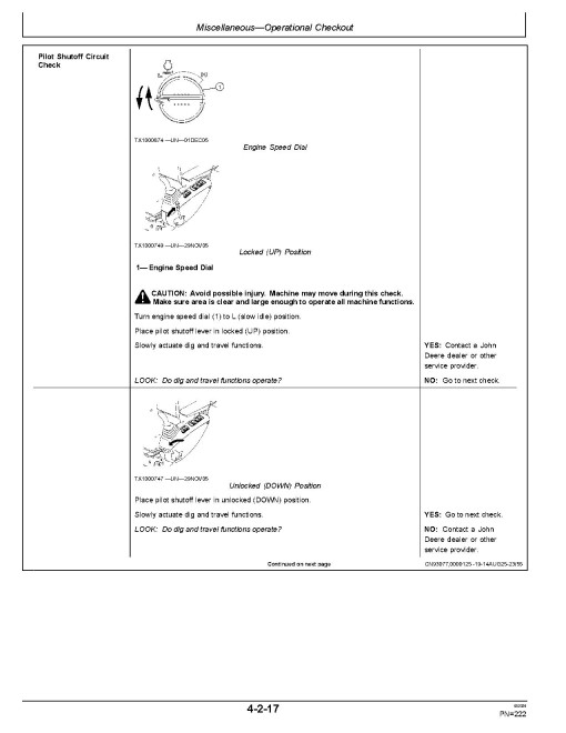 John Deere 250 P Crawler Excavators (SN. from C00001, D00001), PIN prefix 1F9 and 1BZ, Operators Manual (OMT499742X019)