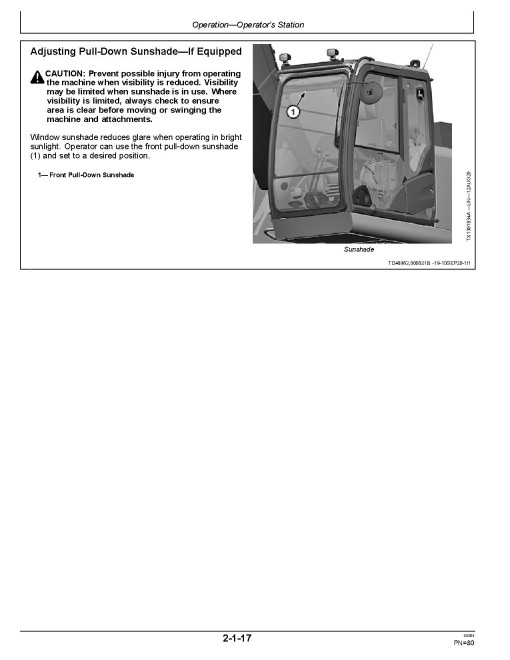 John Deere 350 P Crawler Excavators (SN:C000001-000033, from D000001), PIN prefix 1F9 and 1BZ, Operators Manual (OMT499743X019)