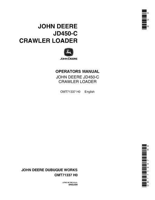John Deere 450C (JD450-C) Crawler Loaders Operators Manual (OMT71337)