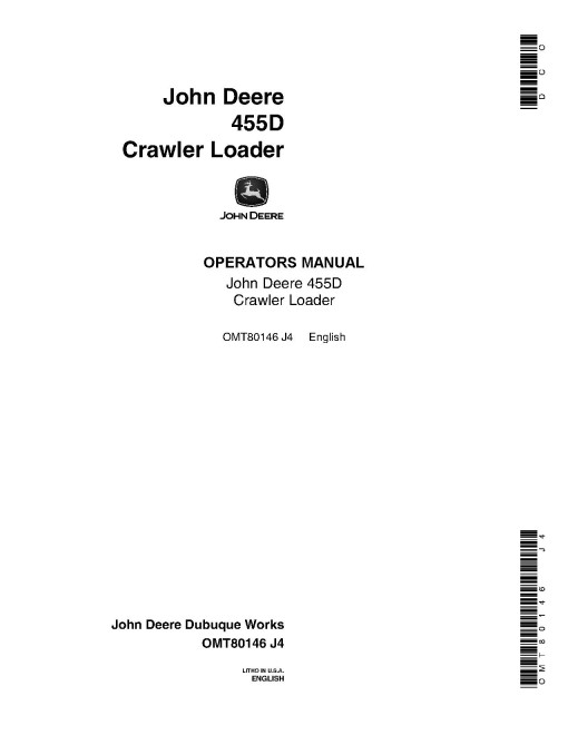 John Deere 455D Crawler Loaders Operators Manual (OMT80146)