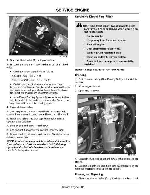 John Deere 1420,1435,1445(030001-040000), 1545(010001-020000), 1565(020001-030000) Front Mower (N.America) Operators Manual (OMTCU17249)