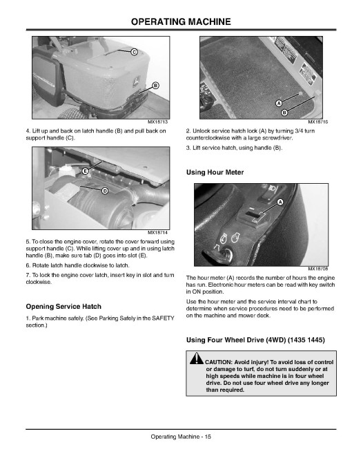 John Deere 1435,1445 (SN:040001-060000), 1545(SN:020001-040000), 1565(SN:030001-050000) Front Mower (Export) Operators Manual (OMTCU17462)