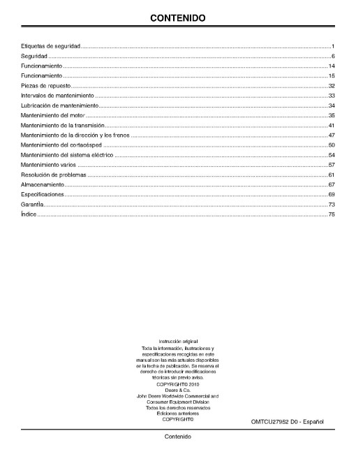 John Deere ZTrak Z710A and Z720A (SN: 010001-020000) Zero-Turn Mowers (North America) Operators Manual (OMTCU27952)