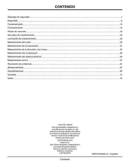 John Deere ZTrak Z710A and Z720A (SN: 020001-030000) Zero-Turn Mowers (North America) Operators Manual (OMTCU29404)