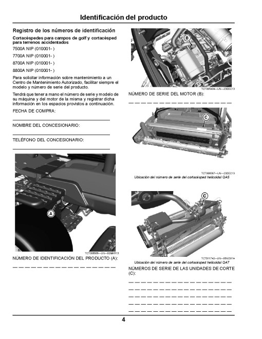John Deere 7500A, 7700A, 8700A Fairway Mowers and 8800A Rough Mowers (SN:010001-030000), Export, Operators Manual (OMTCU35054)