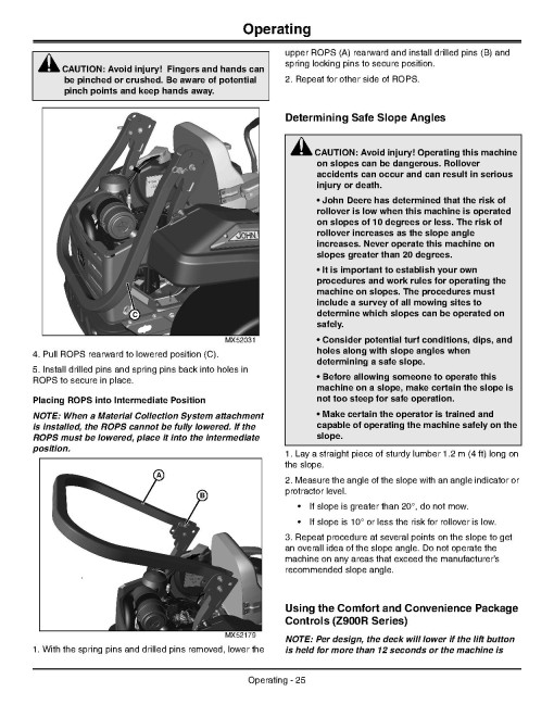 John Deere ZTrak Z915B, Z920M/R, Z925M, Z930M/R, Z950R, Z960R, Z970R Zero-Turn Mowers (North America) Operators Manual (OMTCU35848E)