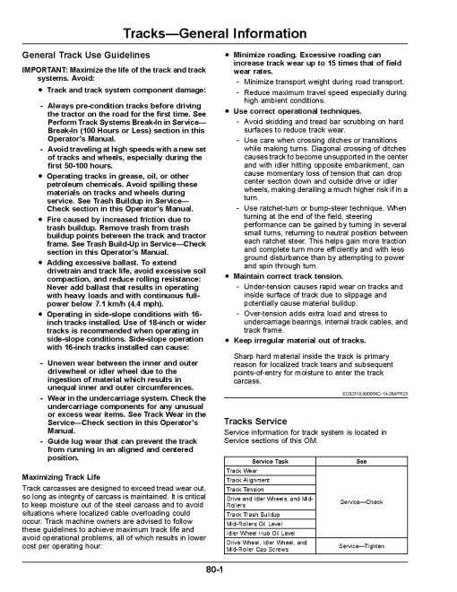 John Deere 8RT 310, 8RT 340, 8RT 370 and 8RT 410 Tracked Tractors (SN: 933001 - 935000, Export) Operators Manual (OMTR137907)