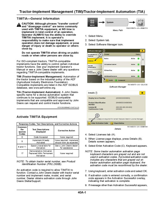 John Deere 8R 250, 8R 280, 8R 310, 8R 340, 8R 370, 8R 410 Tractors (SN: from 285001) (Europe) Operators Manual (OMTR154096)