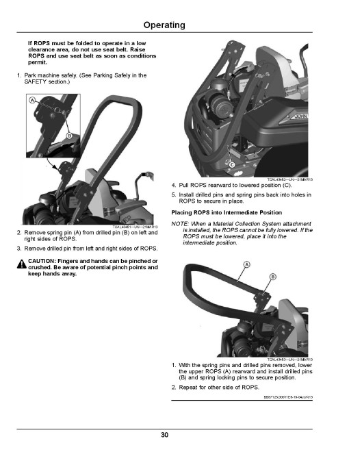 John Deere ZTrak Z915E, Z920M/R, Z925M, Z930M/R, Z945M, Z950M/R, Z955M, Z960M, Z970R Mowers (North America) Operators Manual (OMUC10539E)