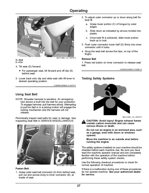 John Deere RSX860E and RSX860M Gator Utility Vehicles (SN: 010001 - 020000) (North America) Operators Manual (OMUC12878)