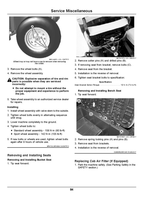 John Deere XUV835E, XUV835M and XUV835R Gator Utility Vehicles (SN:010001-030000) (North America) Operators Manual (OMUC13636)