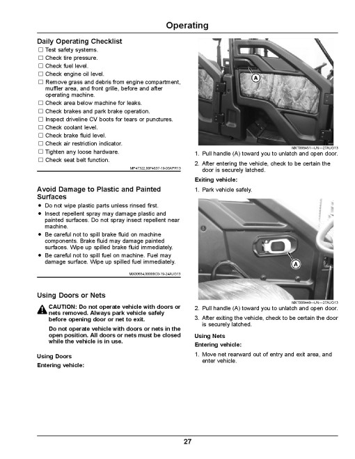 John Deere XUV825E and XUV825M Gator Utility Vehicles (SN: 010001 - 030000) (North America) Operators Manual (OMUC14272)
