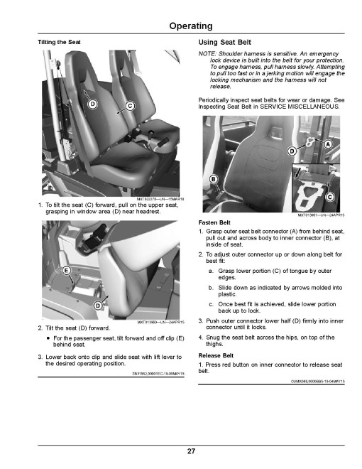 John Deere RSX860E and RSX860M Gator Utility Vehicles (SN: 020001 - 030000) (North America) Operators Manual (OMUC17119)