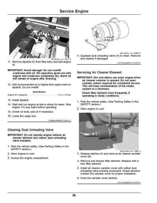 John Deere TX Gator Utility Vehicles (SN: 140001 - 150000) (California Edition) Operators Manual (OMUC20367)