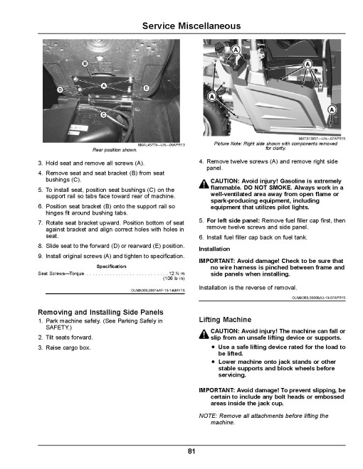 John Deere RSX860E and RSX860M Gator Utility Vehicles (SN: from 030001) (North America) Operators Manual (OMUC22065)
