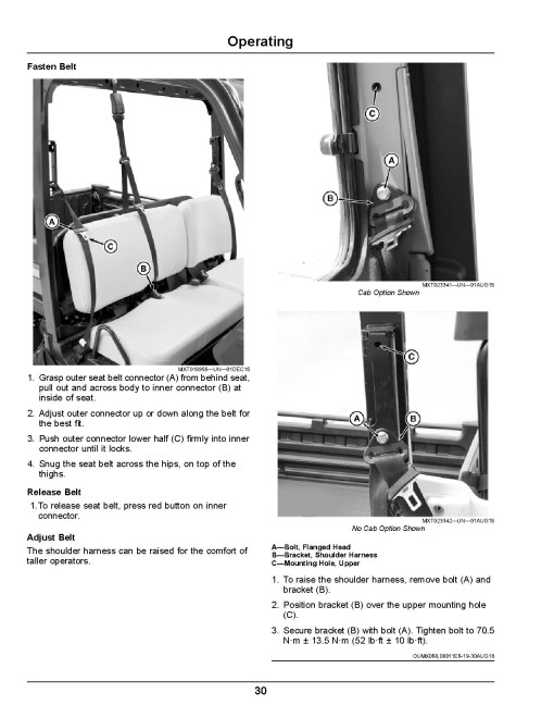 John Deere XUV865E, XUV865M and XUV865R Gator Utility Vehicles (SN:030001-040000) (North America) Operators Manual (OMUC22937)