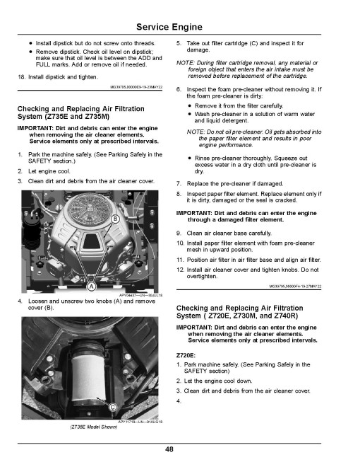 John Deere ZTrak Z720E, Z730M, Z735E, Z735M, Z740R (SN: 010001-020000) Zero-Turn Mowers (North America) Operators Manual (OMUC23718)