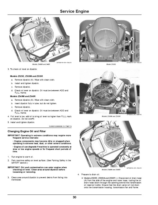John Deere ZTrak Z525E, Z535M, Z535R, Z540M, Z540R (SN.from 150001) Zero-Turn Mowers (North America) Operators Manual (OMUC24251)