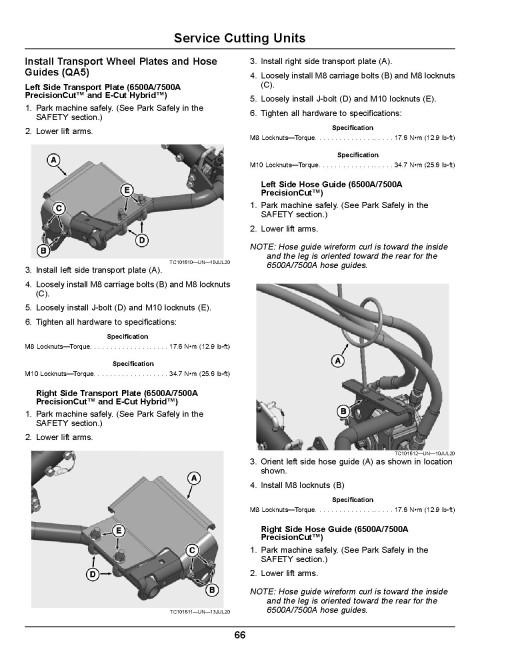 John Deere PrecisionCut 6080A,6500A,6700A (SN:030001-040000); 6080A, 6500A E-Cut Hybrid Fairway Mowers (EU) Operators Manual (OMUC24596)