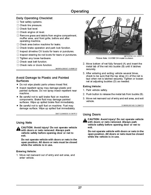 John Deere XUV590E, XUV590E S4, XUV590M, XUV590M S4 Gator Utility Vehicles (SN:040001-050000) (N.America) Operators Manual (OMUC25929)